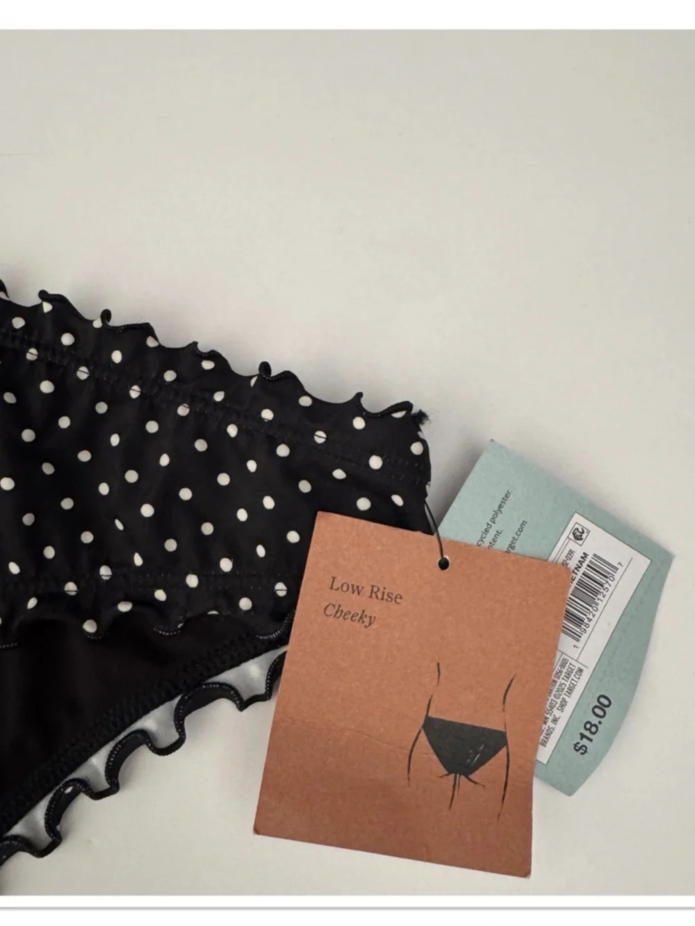 Women’s Black Polka Dot Ruffle Cheeky Bikini Bottoms